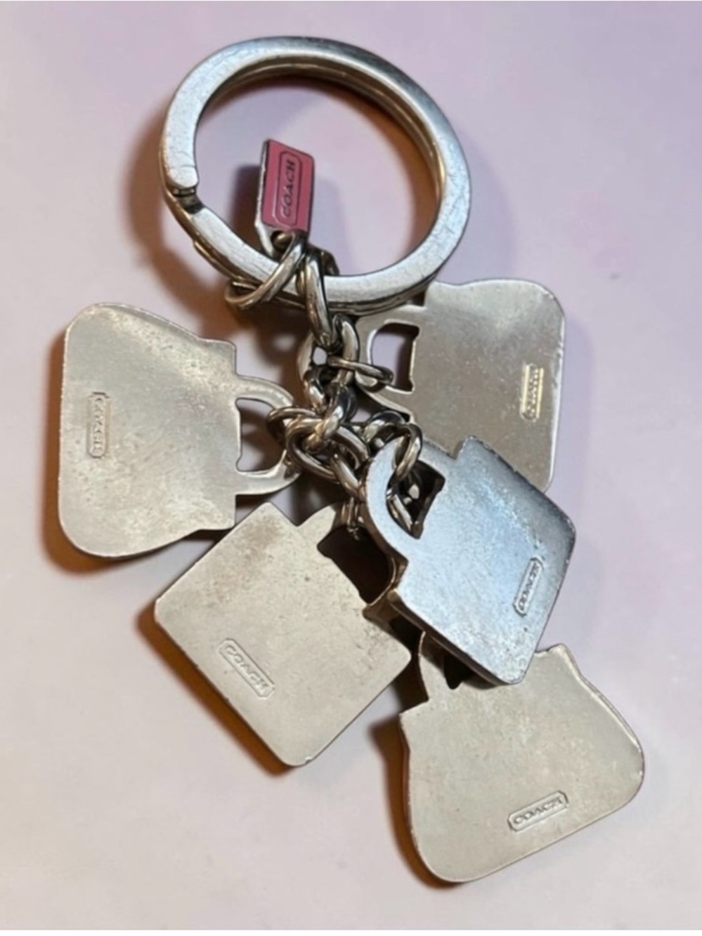 Coach Pastel Multi-Charm Enamel Keychain — Pink, Purple, Green, Blue, Yellow - Picture 3 of 3